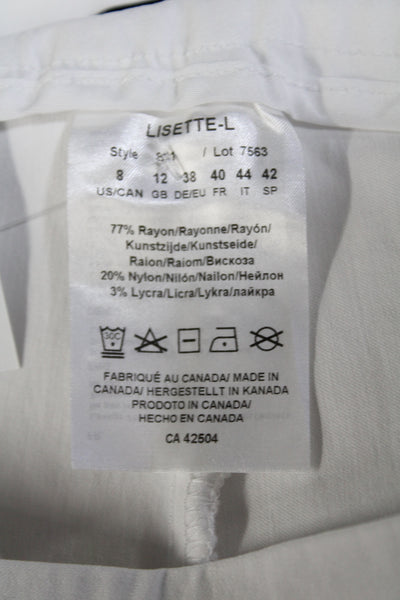 Lisette Womens Cropped Stretch Capri Leggings Pants White Size 8