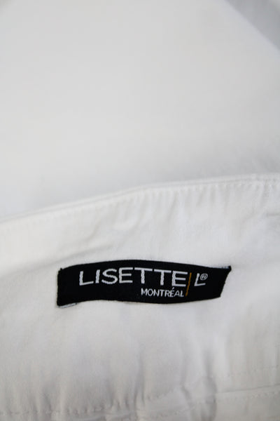 Lisette Womens Cropped Stretch Capri Leggings Pants White Size 8