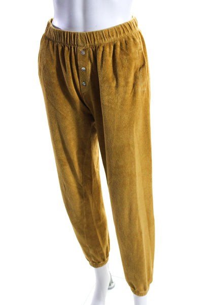 Donni Womens Cotton Terry Elastic Waist Tapered Leg Jogger Pants Yellow Size XS