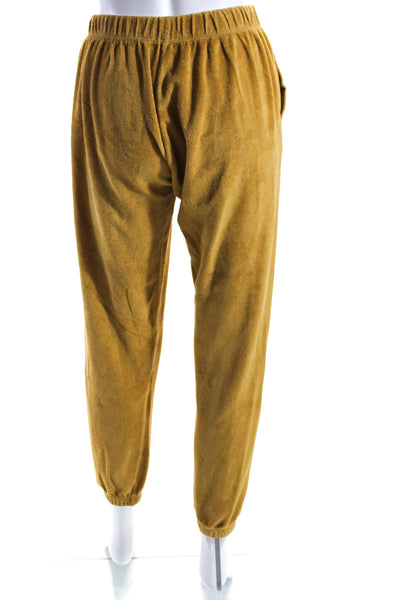 Donni Womens Cotton Terry Elastic Waist Tapered Leg Jogger Pants Yellow Size XS