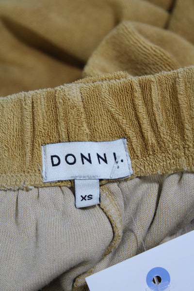 Donni Womens Cotton Terry Elastic Waist Tapered Leg Jogger Pants Yellow Size XS