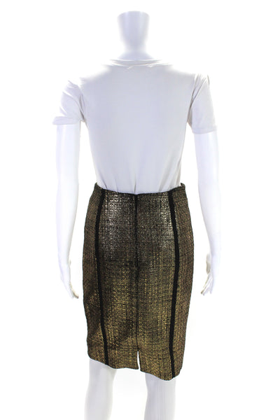 Alexis Womens Metallic Woven Textured Striped Straight Formal Skirt Gold Size XS