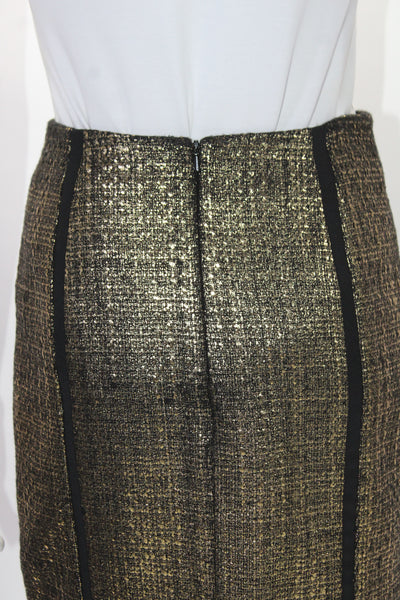 Alexis Womens Metallic Woven Textured Striped Straight Formal Skirt Gold Size XS