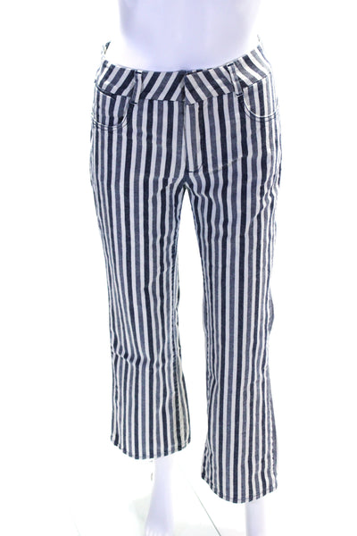 Anthropologie Women's Hook Closure Flat Front Straight Leg Pant Stripe Size 27