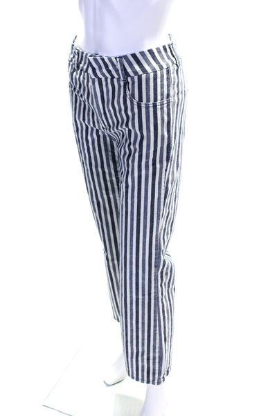 Anthropologie Women's Hook Closure Flat Front Straight Leg Pant Stripe Size 27