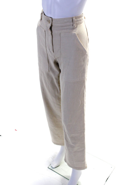 Wilfred Free Womens Cotton High Rise Straight Leg Pants Beige Size 4