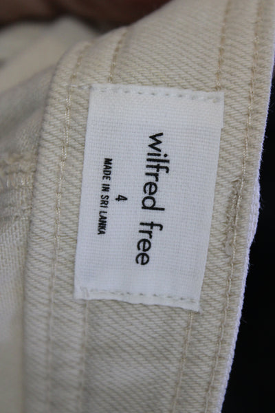 Wilfred Free Womens Cotton High Rise Straight Leg Pants Beige Size 4