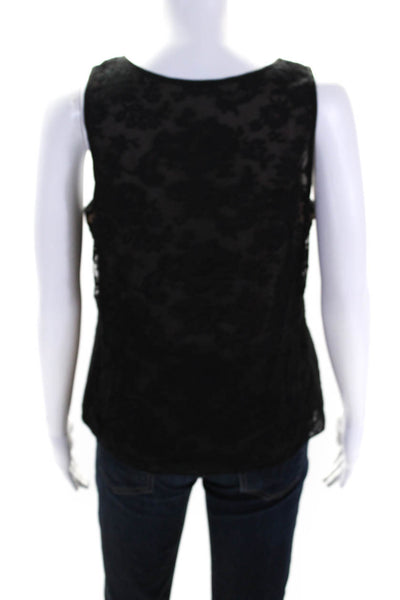 Oscar de la Renta Womens Lace Crew Neck Sleeveless Tank Top Black Size 2