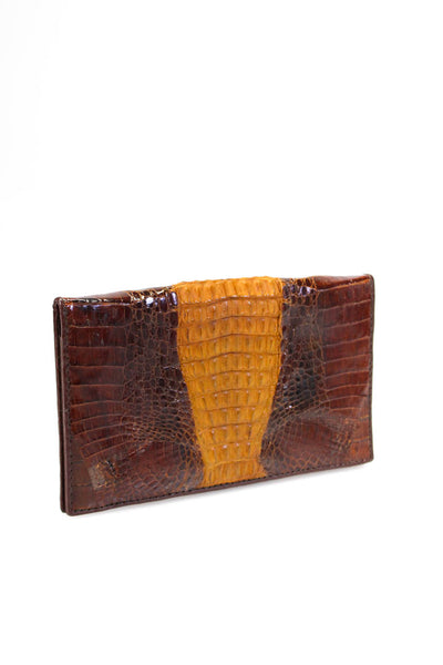 Designer Womens Brown Genuine Crocodile Skin Bifold Wallet