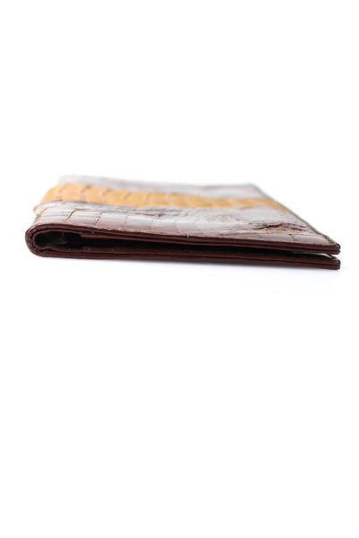 Designer Womens Brown Genuine Crocodile Skin Bifold Wallet