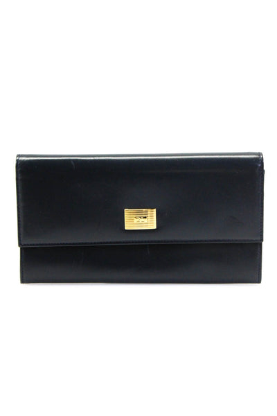 Ralph Lauren Womens Black Flap Embellished Bifold Long Wallet