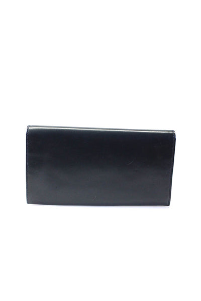 Ralph Lauren Womens Black Flap Embellished Bifold Long Wallet