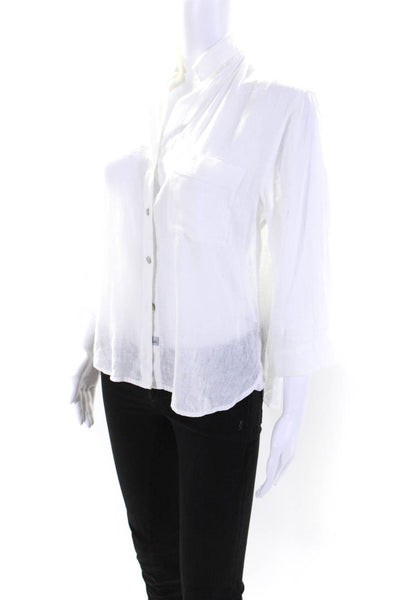 Rails Women's Collared 3/4 Sleeves Button Down Shirt White Size XS