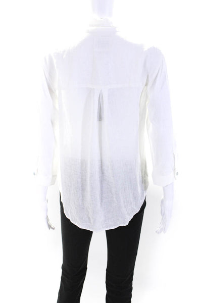 Rails Women's Collared 3/4 Sleeves Button Down Shirt White Size XS