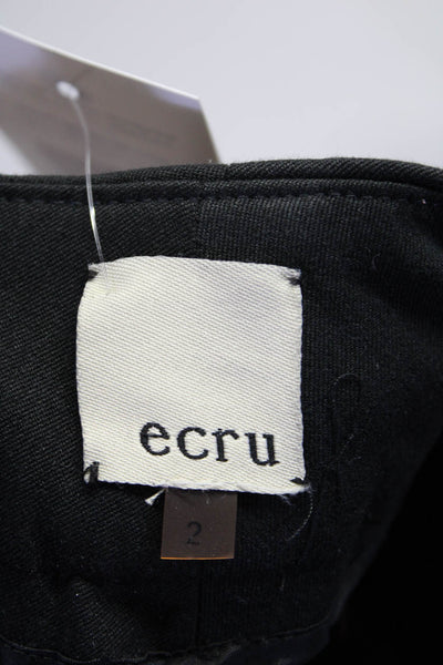 Ecru Womens Cotton Flat Front Slant Pocket Tapered Slacks Black Size 2