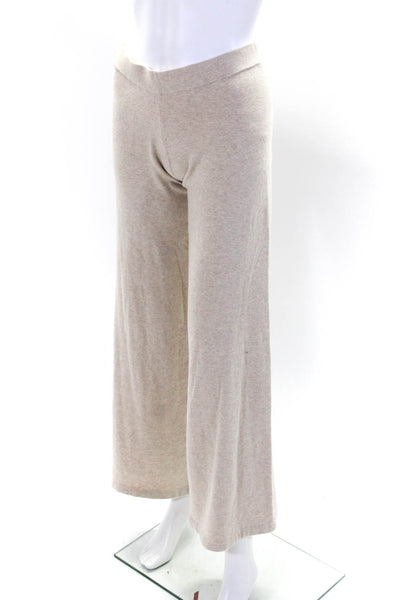 Minnie Rose Womens Cotton Elastic Waist Wide Leg Loungewear Pants Beige Size S