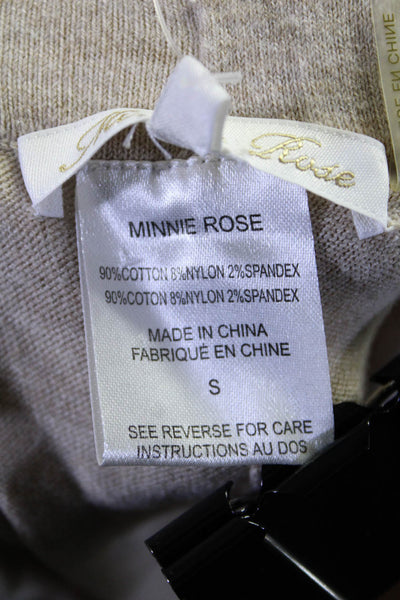 Minnie Rose Womens Cotton Elastic Waist Wide Leg Loungewear Pants Beige Size S