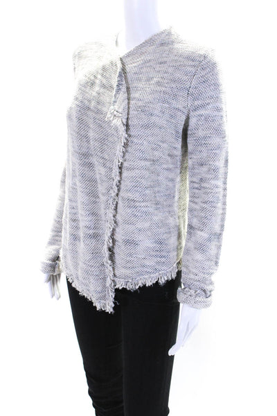 Joie Womens Cotton Open Front Fringe Trim Cardigan Gray Size XS