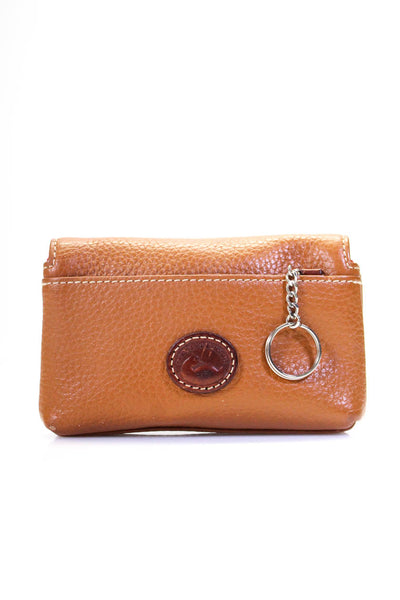 Dooney & Bourke Pebbled Leather Lined Flap Front Keychain Pouch Wallet Brown