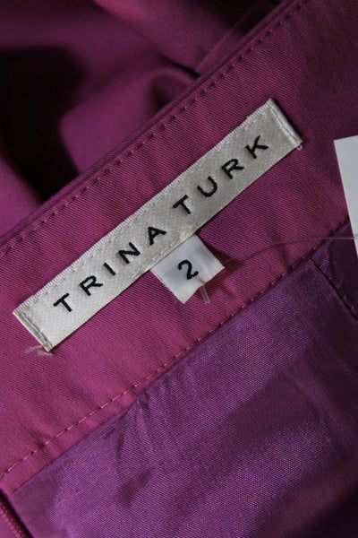 Trina Turk Womens Lined Back Split Knee Length Pencil Skirt Purple Size 2