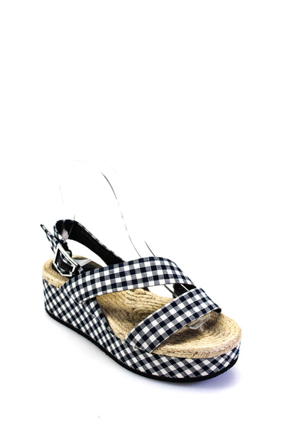 Rag & Bone Womens Gingham Plaid Slingbacks Sandals Navy Blue White Size 36.5 6.5