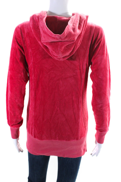 Juicy Couture Womens Cotton Velvet Long Sleeve Full Zip Tunic Hoodie Red Size PP