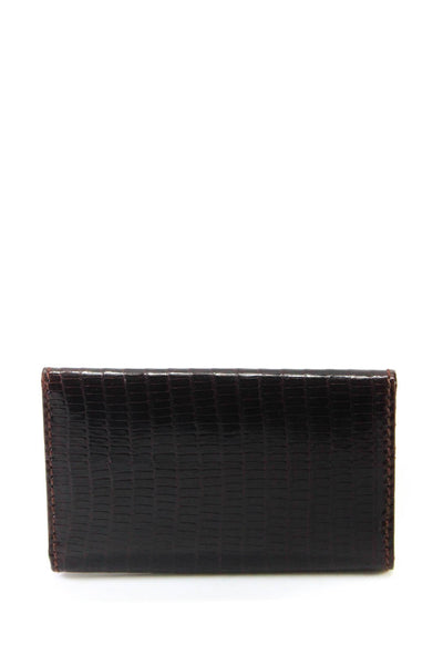 Polo Ralph Lauren Unisex Lizard Skin Trifold Key Holder Wallet Dark Brown