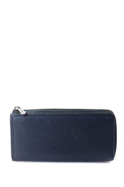 Bogner Womens Leather Medallion Zipped Textured Casual Card Wallet Blue