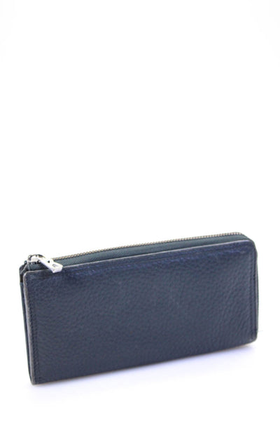 Bogner Womens Leather Medallion Zipped Textured Casual Card Wallet Blue