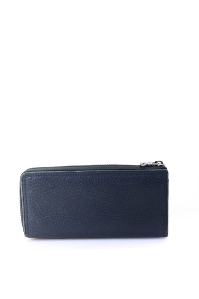 Bogner Womens Leather Medallion Zipped Textured Casual Card Wallet Blue