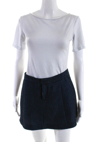 Theyskens Theory Womens Darted Hook & Eye Slip-On A-Line Mini Skirt Blue Size S