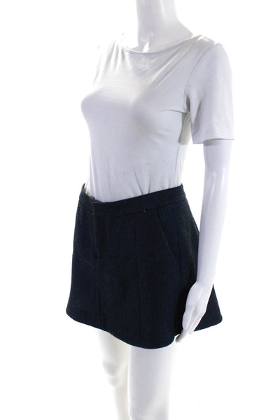 Theyskens Theory Womens Darted Hook & Eye Slip-On A-Line Mini Skirt Blue Size S