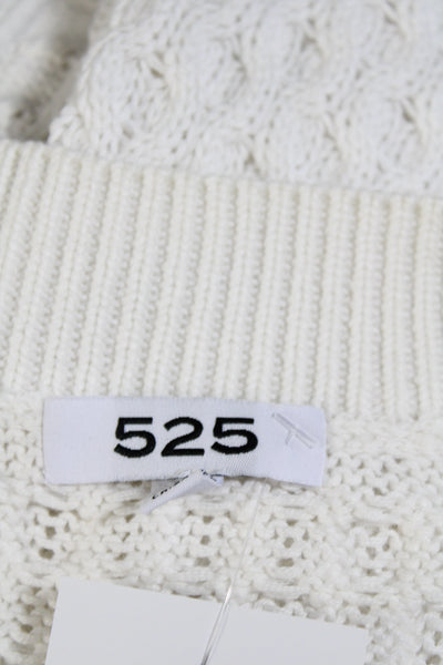 525 Womens Cotton Cable Knit Square Neck Long Sleeve Sweater Top White Size S