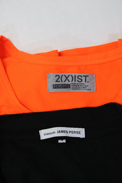 James Perse 2Xist Womens Long Sleeve Tee Shirt Black Orange Size 4 Medium Lot 2