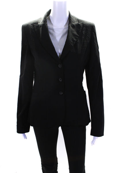 Elie Tahari Womens Button Down Notched Collar Jacket Black Size M