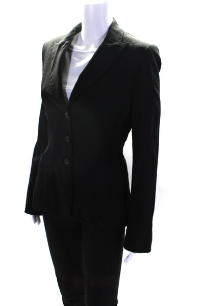 Elie Tahari Womens Button Down Notched Collar Jacket Black Size M