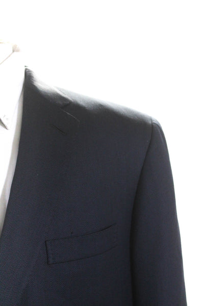 Brioni Mens Herringbone Notched Collar Two Button Blazer Jacket Navy Size 44