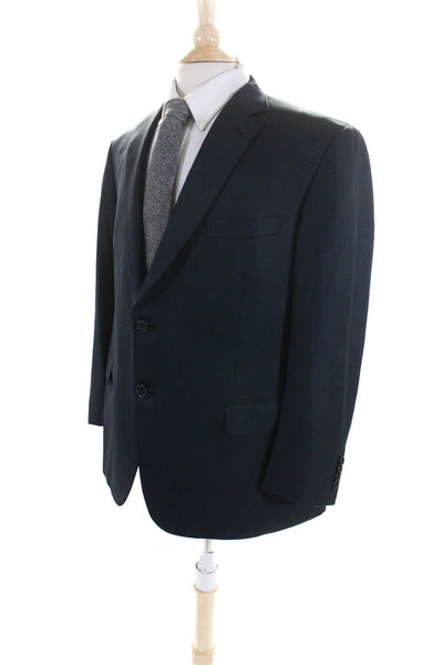 Brioni Mens Herringbone Notched Collar Two Button Blazer Jacket Navy Size 44