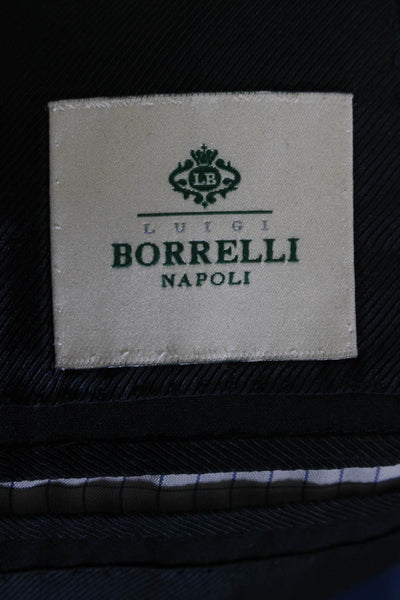 Borrelli Mens Two Button Notched Collar Blazer Jacket Black Wool Size S/M