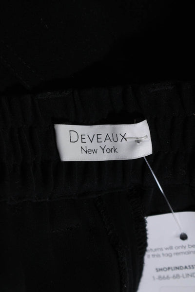 Deveaux Womens Buttoned High Rise Tied Ruched Hem Tapered Pants Black Size 4