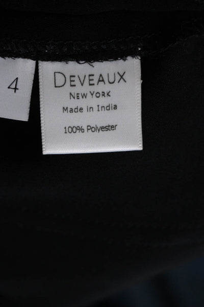 Deveaux Womens Buttoned High Rise Tied Ruched Hem Tapered Pants Black Size 4