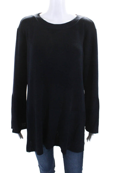 Martino Midali Womens Knitted Long Sleeve Colorblock Sweater Top Navy Size L