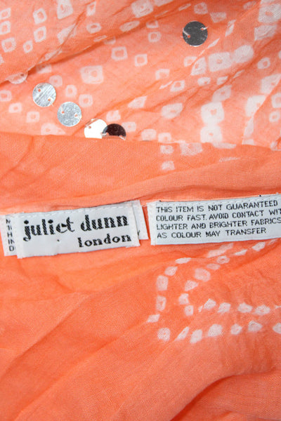 Juliet Dunn London Womens Cotton Embroidered Beaded Wrapped Scarf Orange