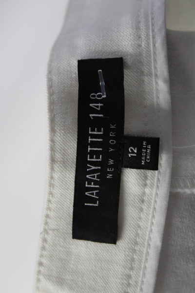 Lafayette 148 New York Womens Pleated Front Bleecker Trousers White Size 12