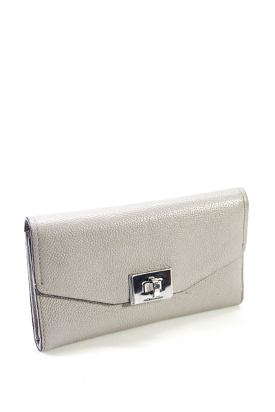 Michael Kors Womens Leather Turn Lock Folded Flapped Card Wallet Beige