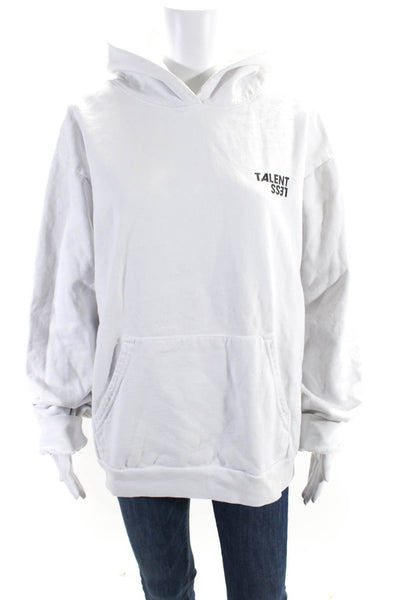 Talentless Women's Hood Long Sleeves Pockets Sweatshirt White Size M