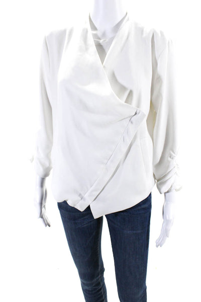 BB Dakota Women's Collared Long Sleeves Full Zip Lined Jacket White Size L