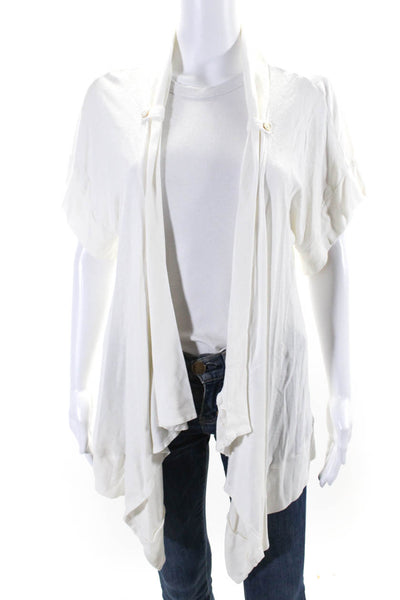 Splendid Women's Short Sleeves Open Front Blouse White Size M