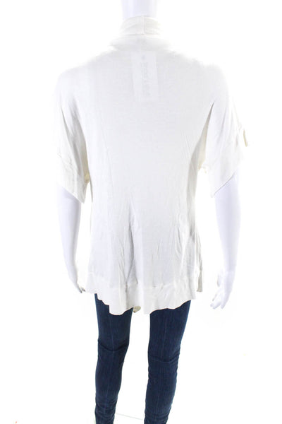 Splendid Women's Short Sleeves Open Front Blouse White Size M