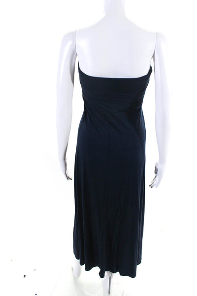 Three Dots Women's Square Neck Sleeveless Empire Waist Midi Dress Blue Size S